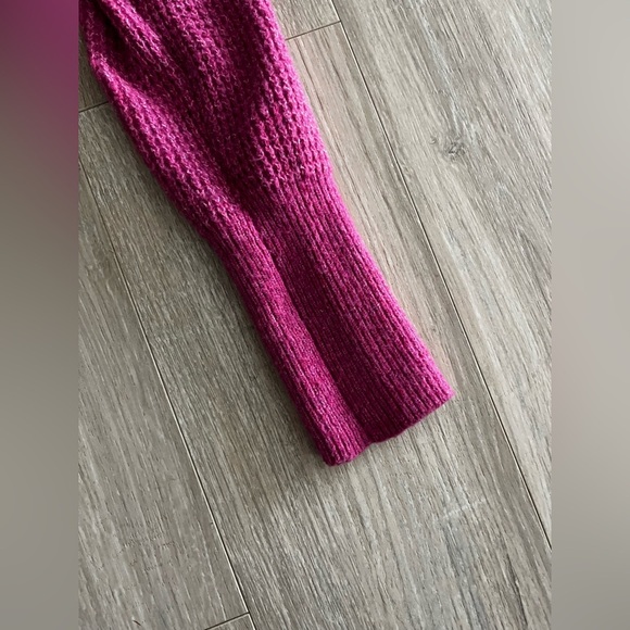 Anthropologie Maeve Cross Back Waffle Knit Sweater Fascia Pink Wool Blend XS - Picture 10 of 10
